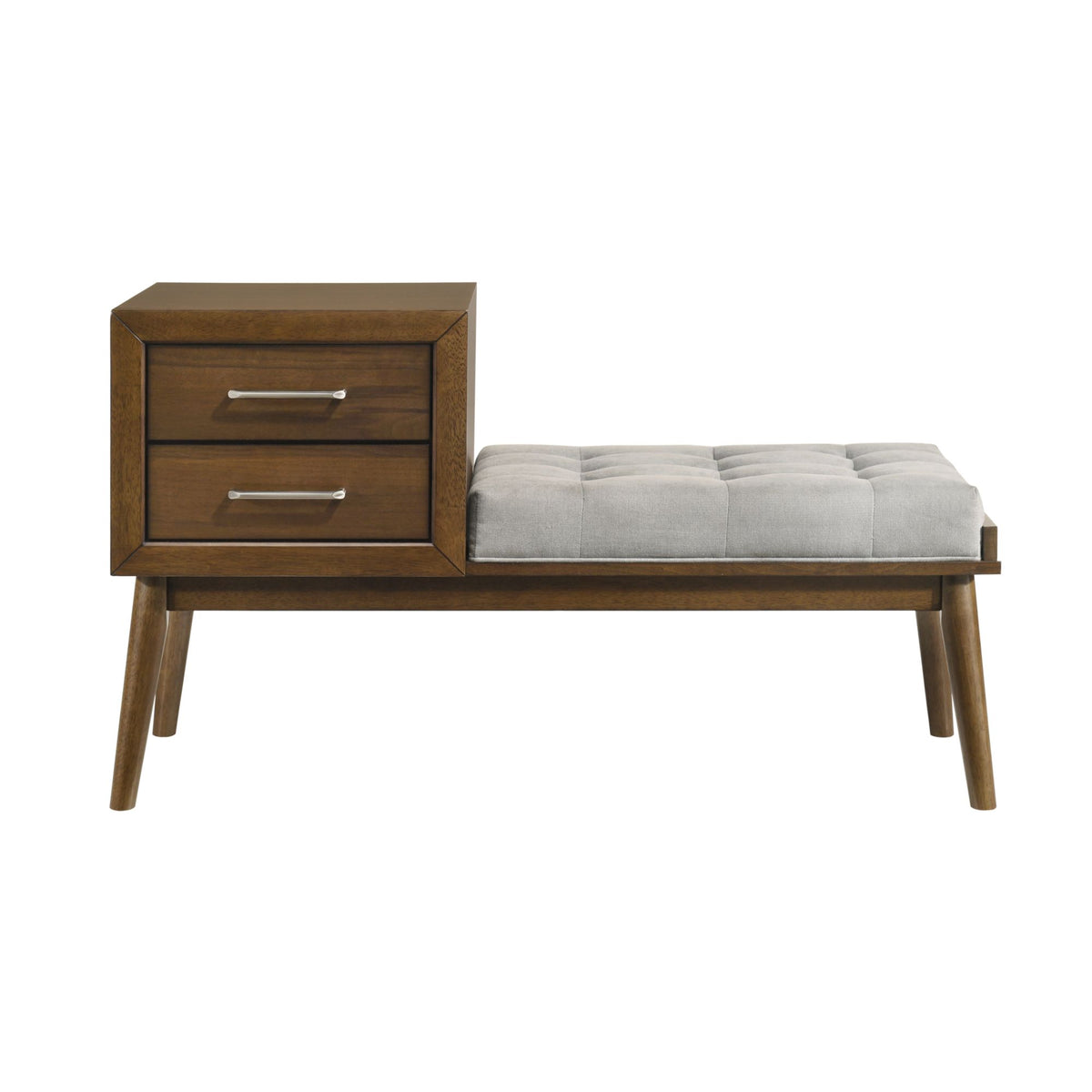 Malibu Bench with Grey Fabric in Walnut - Jack’s Furniture and More (Laredo, TX)