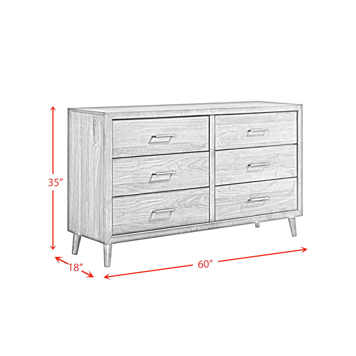 Malibu 6-Drawer Dresser in Walnut - Jack’s Furniture and More (Laredo, TX)