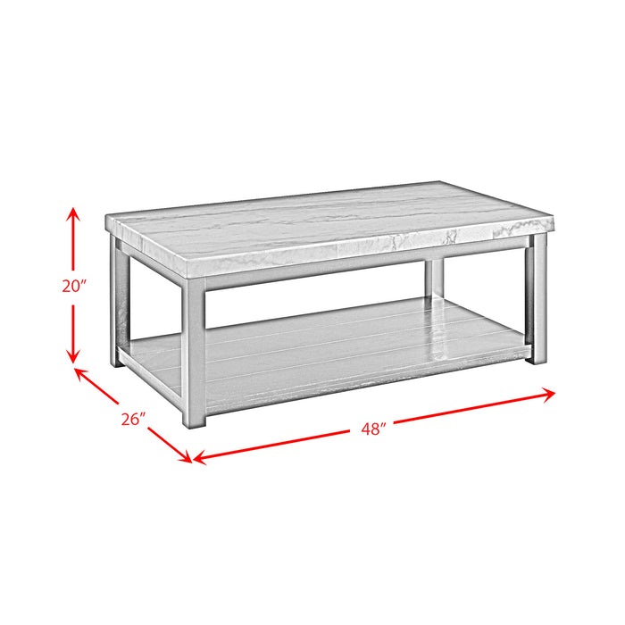 Marcello w/ White Top - Rectangular Coffee Table W/Casters