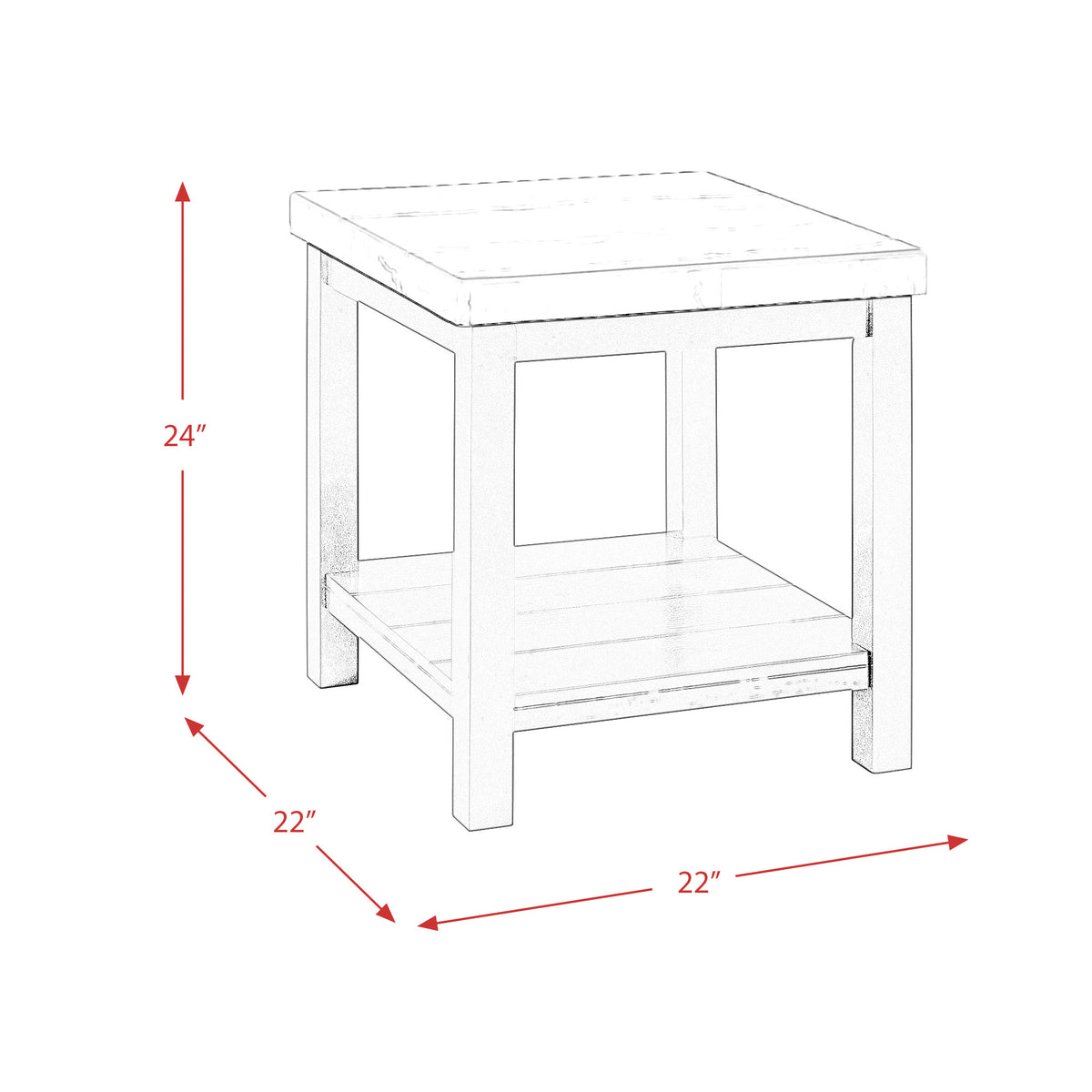 Marcello w/ White Top - End table - Jack’s Furniture and More (Laredo, TX)