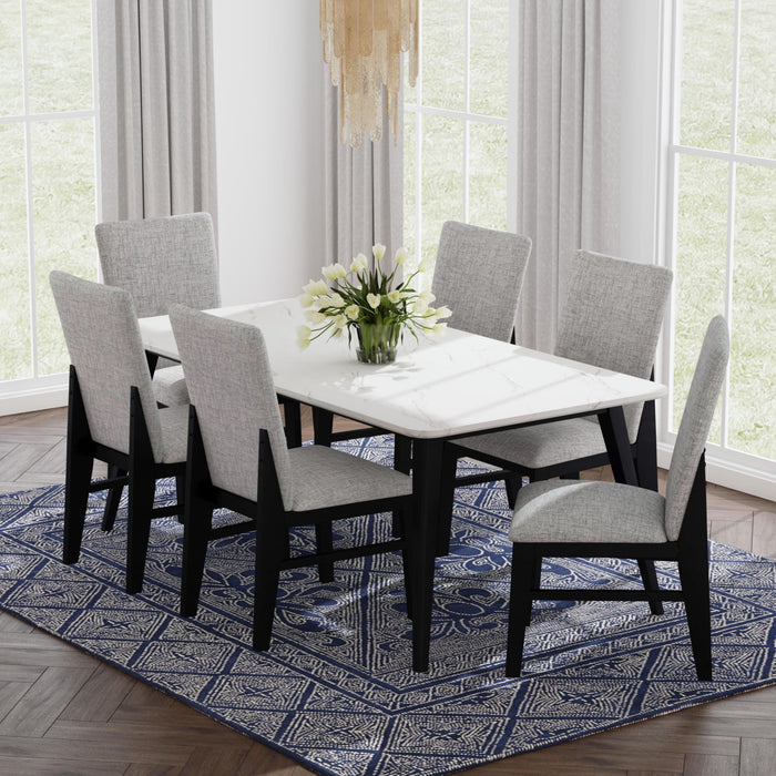 Marlene Dining Table with White Faux Marble Top in Black - Jack’s Furniture and More (Laredo, TX)