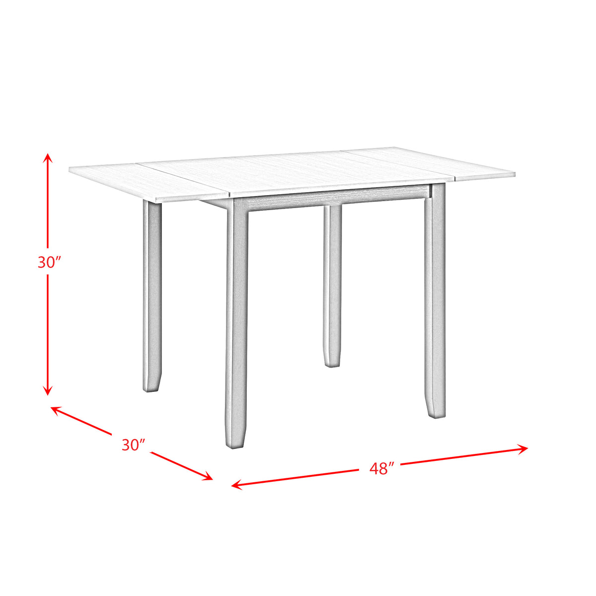 Martin 3 pc Drop Leaf Dining Set (Black Base)