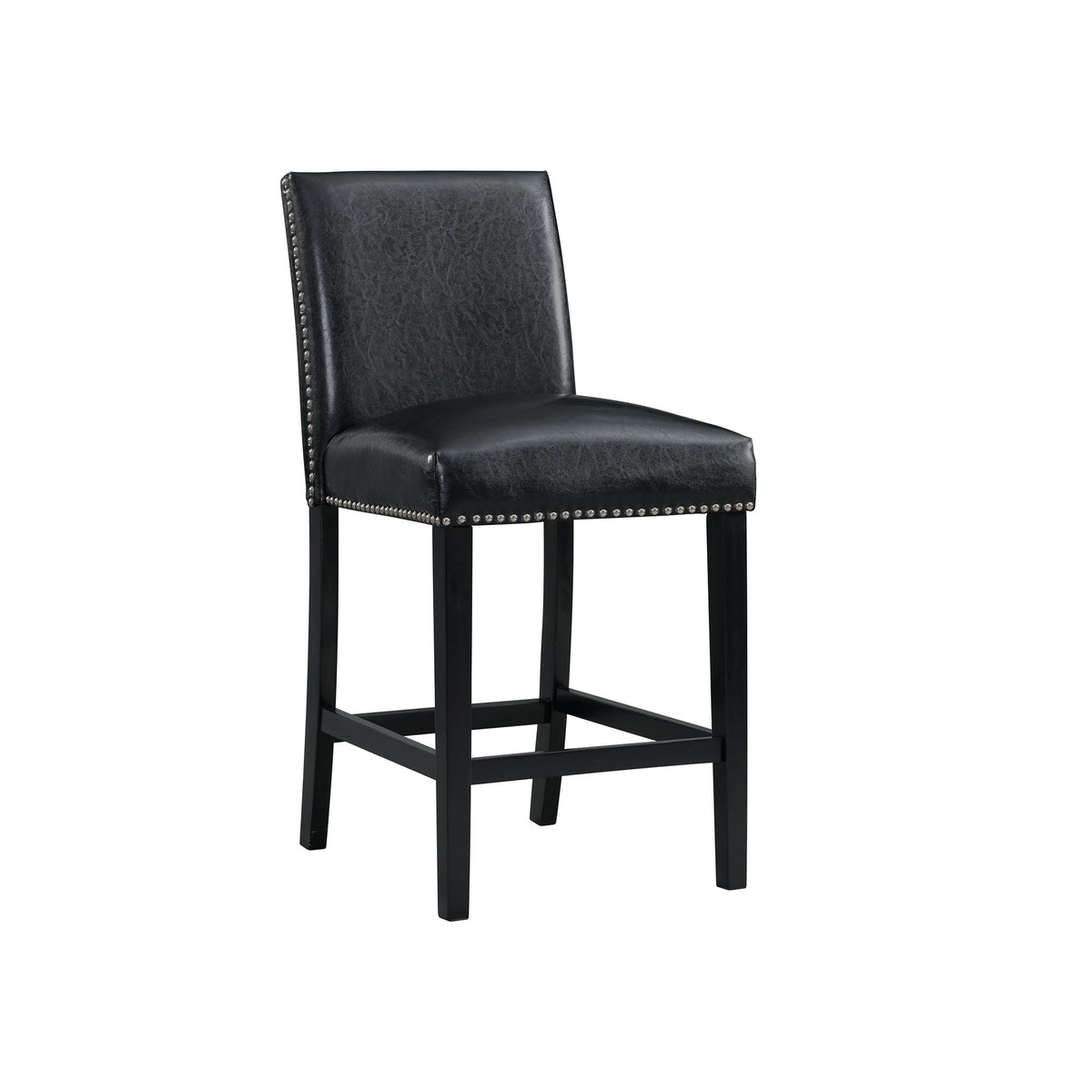 Francesca White Marble Square 5PC Counter Height Dining Set-Table & Four Black PU Chairs