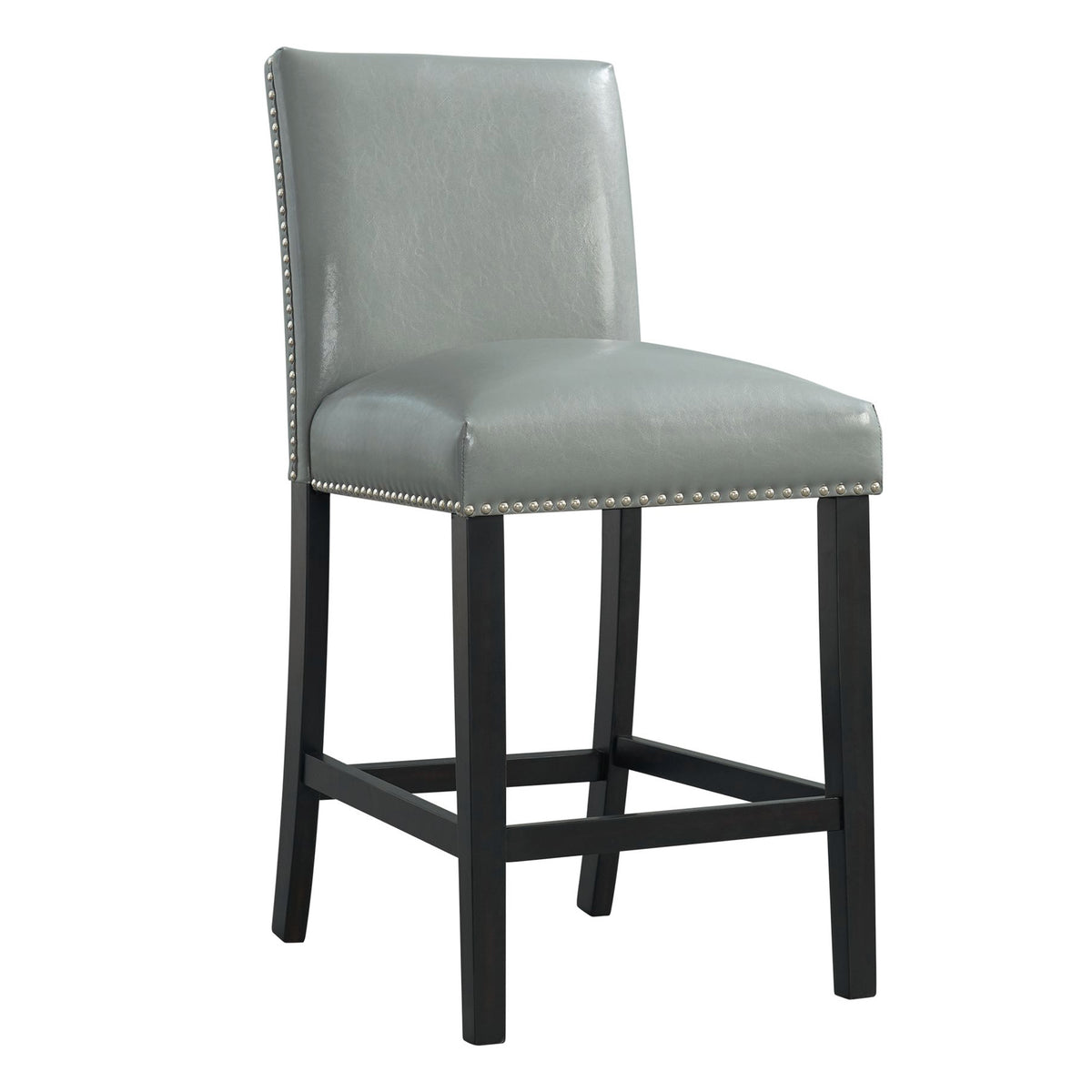 Francesca White Marble Square 5PC Counter Height Dining Set-Table & Four Grey PU Chairs
