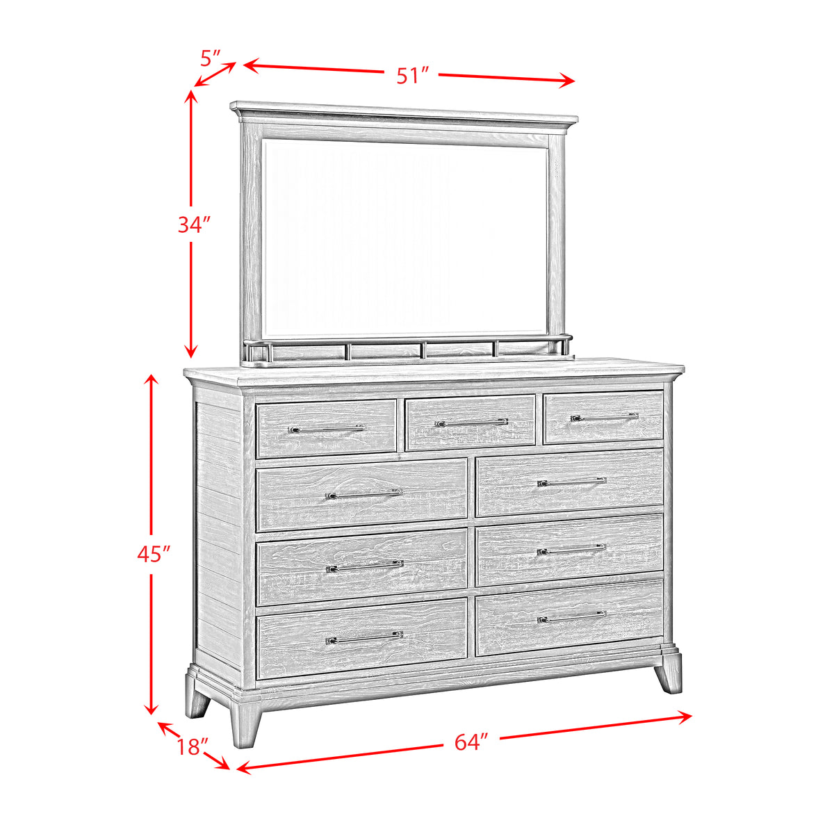 Montrose Dresser and Mirror Set in Espresso & Brown - Jack’s Furniture and More (Laredo, TX)