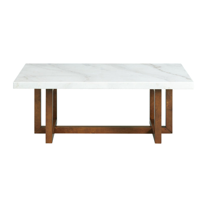 Morris Coffee Table in Espresso W/White Marble Top (3A Packing) - Jack’s Furniture and More (Laredo, TX)