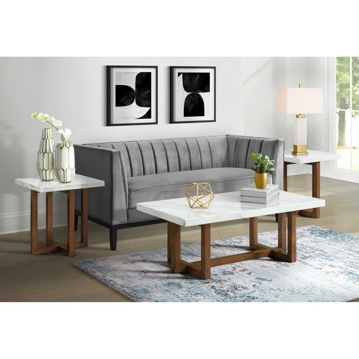 Morris Coffee Table in Espresso W/White Marble Top (3A Packing) - Jack’s Furniture and More (Laredo, TX)