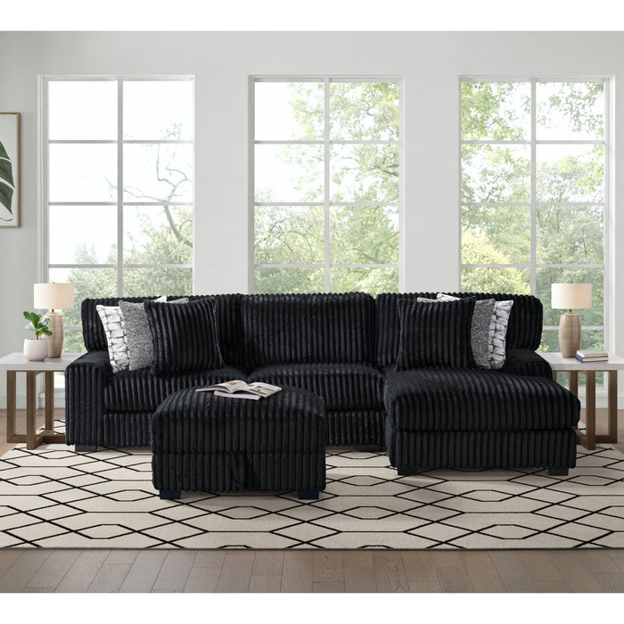 Nightfall RHF Chaise in Grand Cord Black with 2 self Pillows 20" - Jack’s Furniture and More (Laredo, TX)