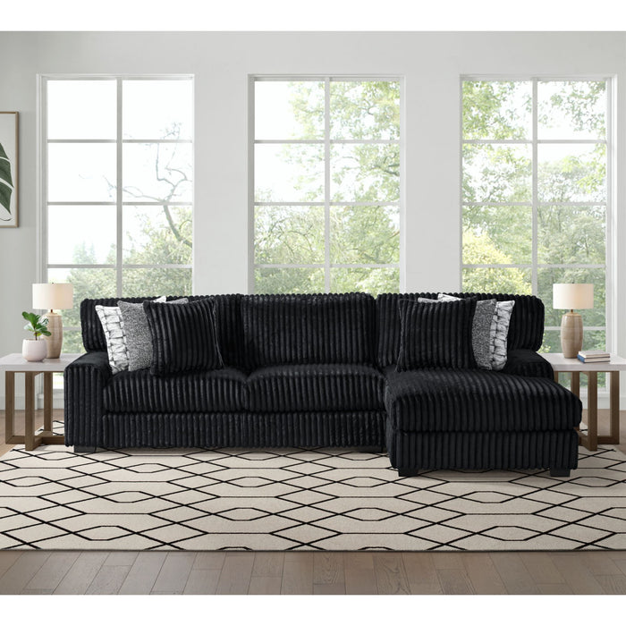 Nightfall RHF Chaise in Grand Cord Black with 2 self Pillows 20" - Jack’s Furniture and More (Laredo, TX)