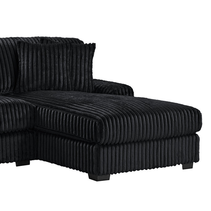 Nightfall RHF Chaise in Grand Cord Black with 2 self Pillows 20" - Jack’s Furniture and More (Laredo, TX)