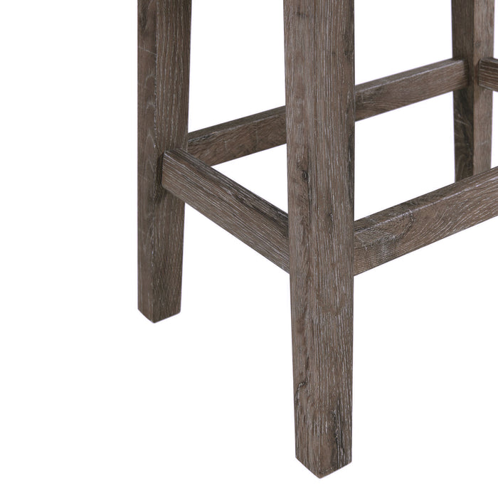 Oak Lawn Grey Bar Table Single Pack (Table + 3 Tan Fabric Stools) - Jack’s Furniture and More (Laredo, TX)