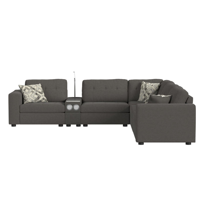 Options One Media Console with Drawer, acrylic top, reading light and PWS in Palmer Plus Ash - Jack’s Furniture and More (Laredo, TX)