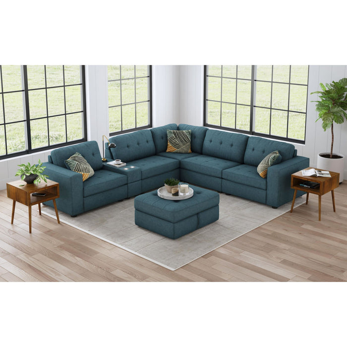 Options One Storage Ottoman in Palmer Plus Teal - Jack’s Furniture and More (Laredo, TX)