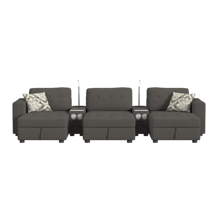 Options One 8PC Living Room Set in Palmer Plus Ash with Media Console - Jack’s Furniture and More (Laredo, TX)