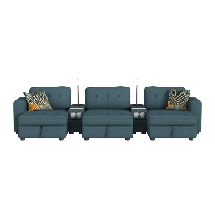Options One 8PC Living Room Set in Palmer Plus Teal with Media Console - Jack’s Furniture and More (Laredo, TX)