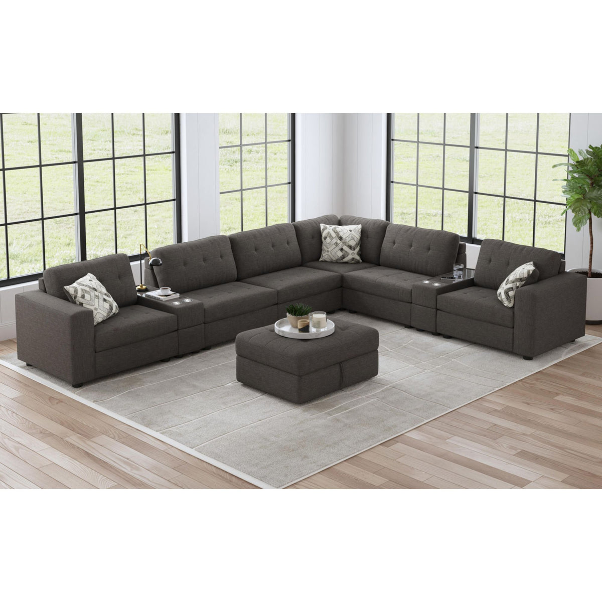Options One 9PC Living Room Set in Palmer Plus Ash - Jack’s Furniture and More (Laredo, TX)