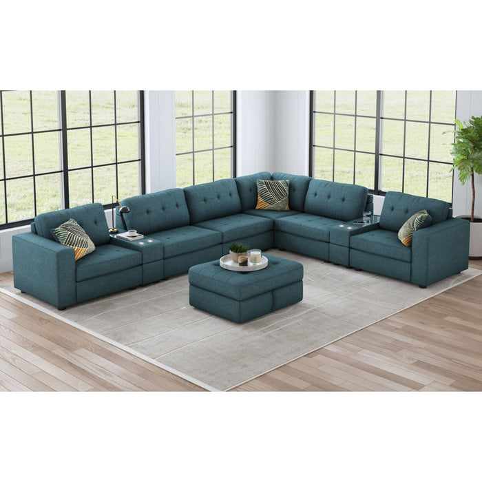 Options One 9PC Living Room Set in Palmer Plus Teal - Jack’s Furniture and More (Laredo, TX)