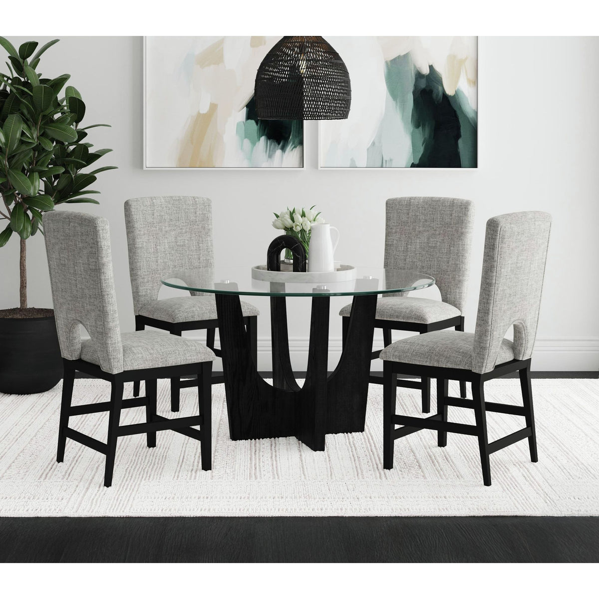 Oregon Counter Side Chair with Grey Fabric in Black (2 Per Carton) - Jack’s Furniture and More (Laredo, TX)