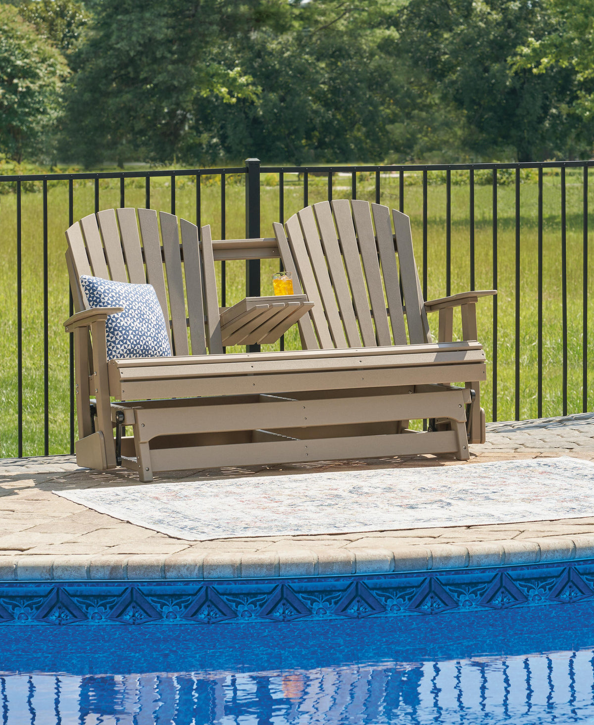 Hyland wave Outdoor Glider Loveseat - Jack’s Furniture and More (Laredo, TX)