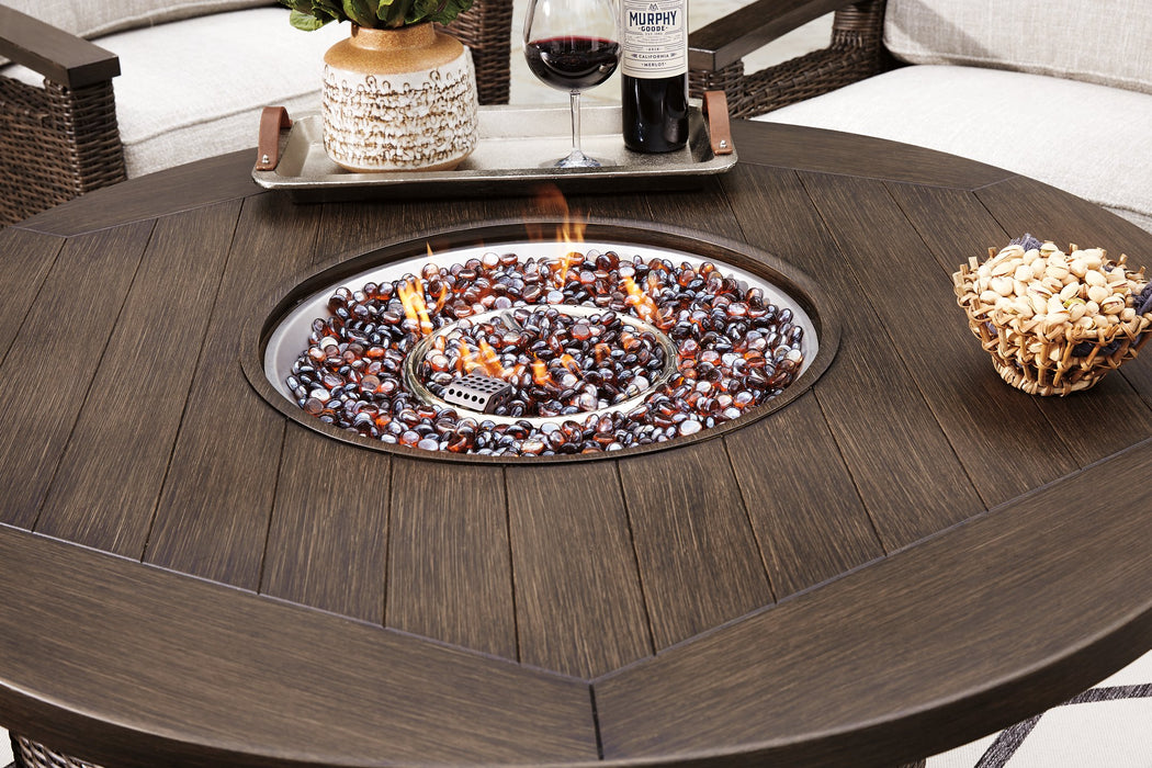 Paradise Trail Paradise Trail Fire Pit Table with 4 Nuvella Swivel Lounge Chairs - Jack’s Furniture and More (Laredo, TX)