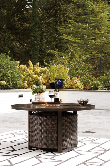 Paradise Trail Paradise Trail Fire Pit Table with 4 Nuvella Swivel Lounge Chairs - Jack’s Furniture and More (Laredo, TX)