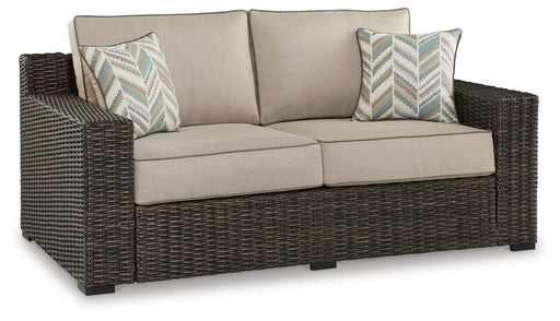 Coastline Bay Outdoor Loveseat with Cushion - Jack’s Furniture and More (Laredo, TX)