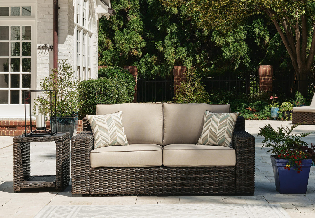 Coastline Bay Outdoor Loveseat with Cushion - Jack’s Furniture and More (Laredo, TX)