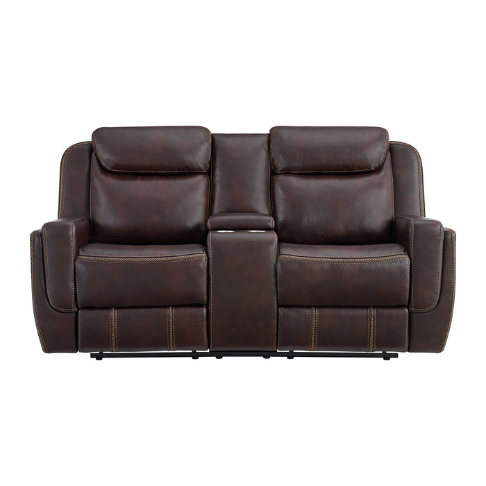 Panther Motion Loveseat with Console in Neono Brown - Jack’s Furniture and More (Laredo, TX)