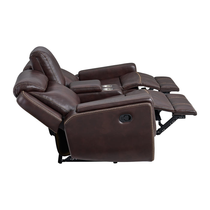 Panther Motion Loveseat with Console in Neono Brown - Jack’s Furniture and More (Laredo, TX)