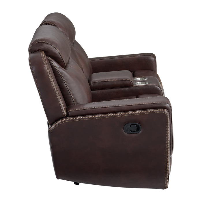 Panther Motion Loveseat with Console in Neono Brown - Jack’s Furniture and More (Laredo, TX)