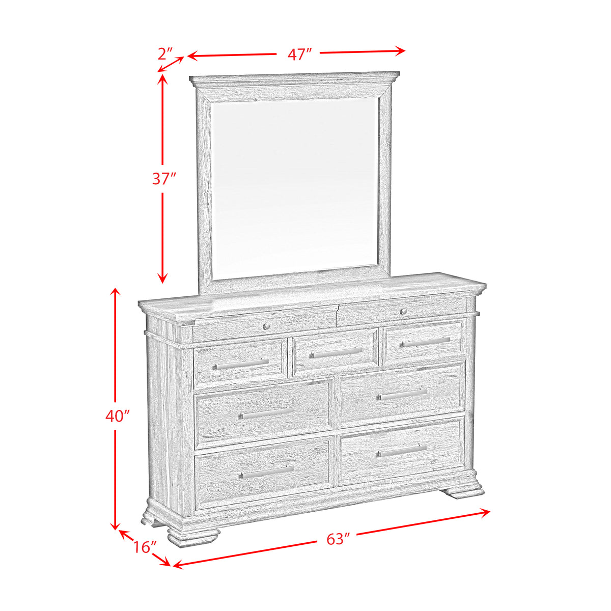 Park Ridge Dresser and Mirror Set in Charcoal - Jack’s Furniture and More (Laredo, TX)