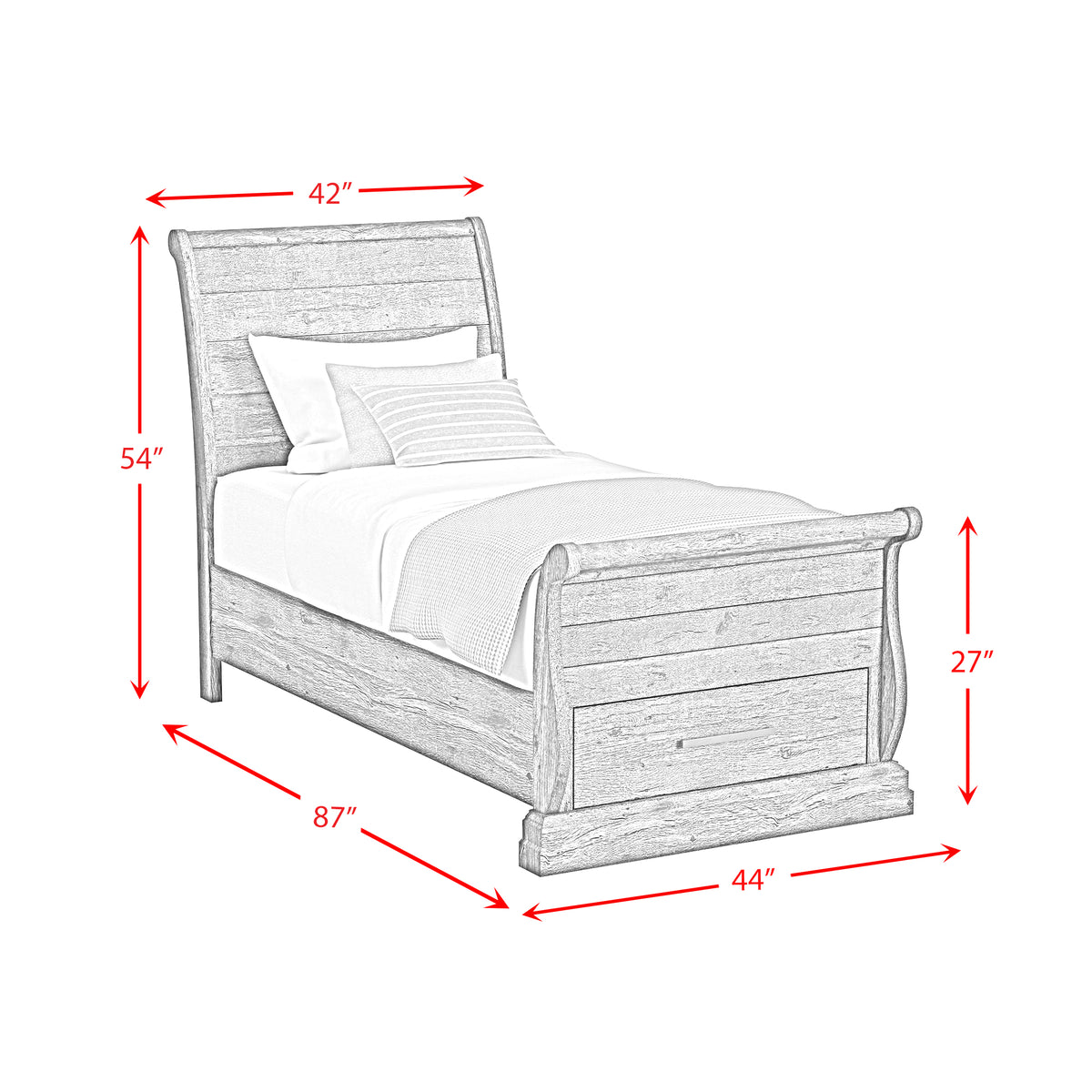 Park Ridge Sleigh Storage Bed
