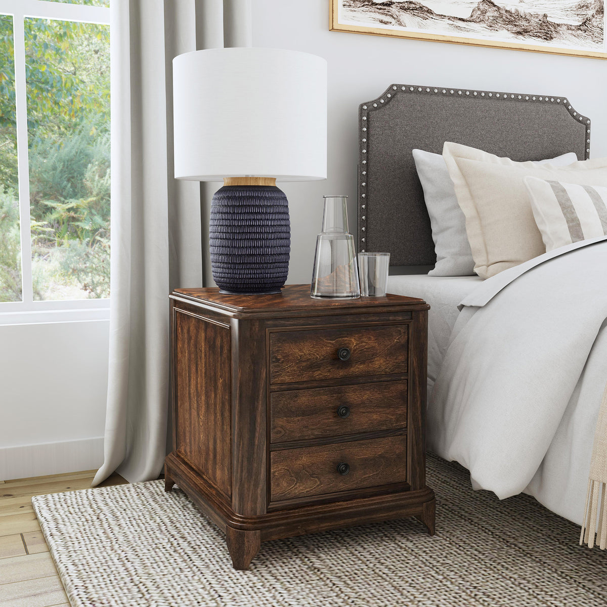 Phillipe 2-Drawer Cabinet with USB in Cherry