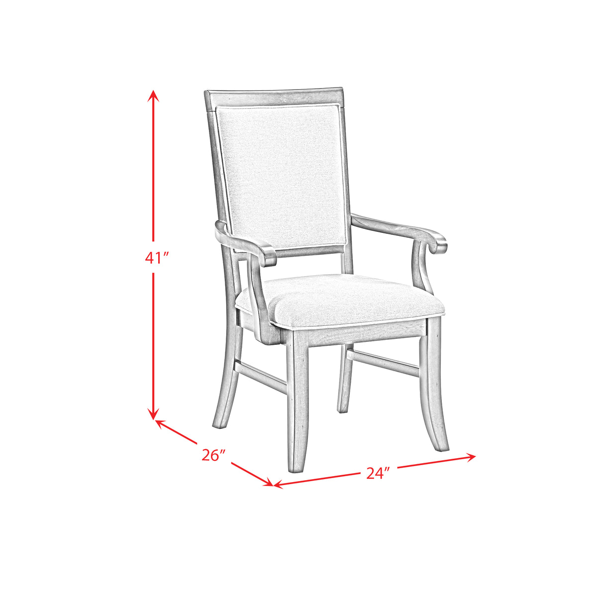 Phillipe Dining Arm Chair with Grey Fabric in Cherry (2 Per Carton) - Jack’s Furniture and More (Laredo, TX)