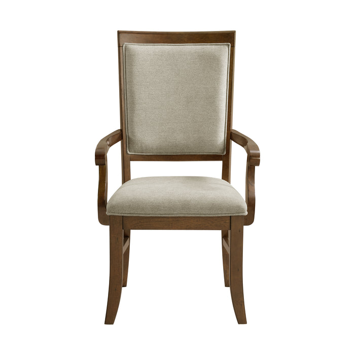 Phillipe Dining Arm Chair with Grey Fabric in Cherry (2 Per Carton) - Jack’s Furniture and More (Laredo, TX)