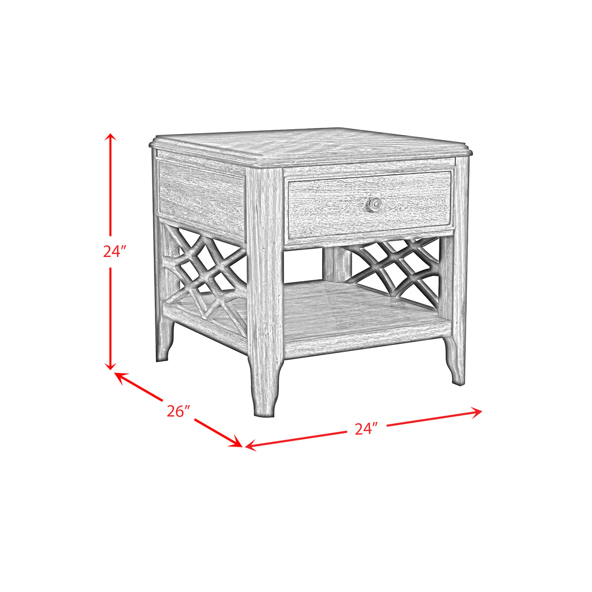 Phillipe 3PC Occasional Table Set in Cherry-Coffee Table & Two End Table