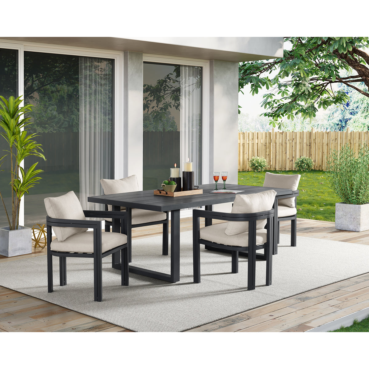 Playa Dining Chair - Dark Grey and Olefin Beige (2 Per Carton)