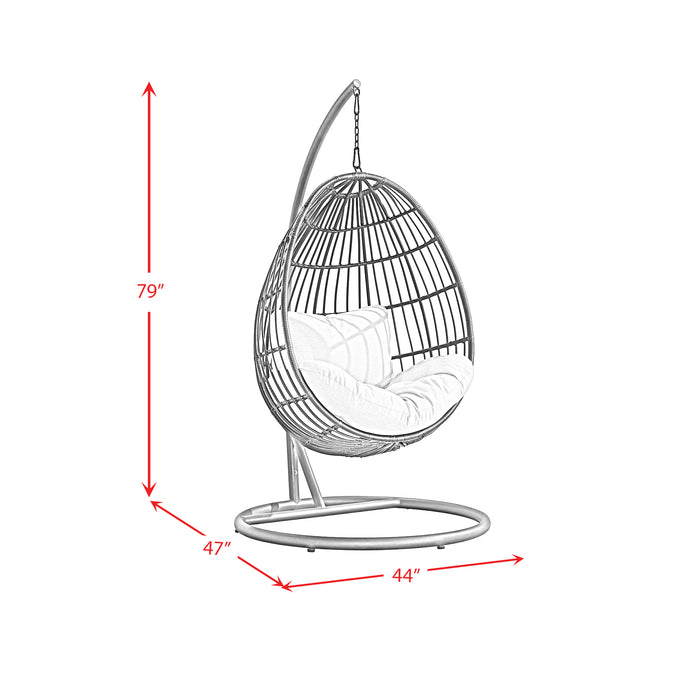 Playa Swing Egg Chair with Base and Pillar - Dark Grey and Olefin Beige - Jack’s Furniture and More (Laredo, TX)