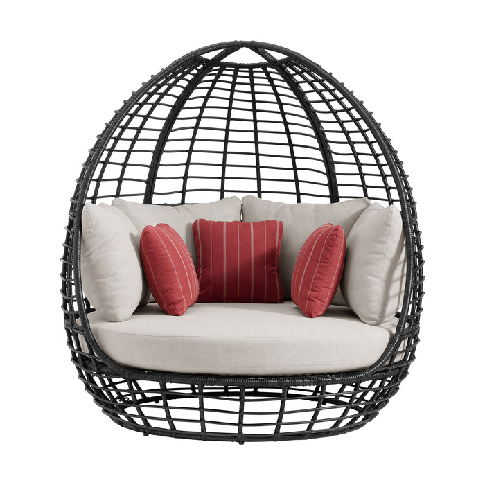 Playa Twin Egg Chair - Dark Grey and Olefin Beige with 3 Pillows - Jack’s Furniture and More (Laredo, TX)