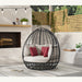 Playa Twin Egg Chair - Dark Grey and Olefin Beige with 3 Pillows - Jack’s Furniture and More (Laredo, TX)