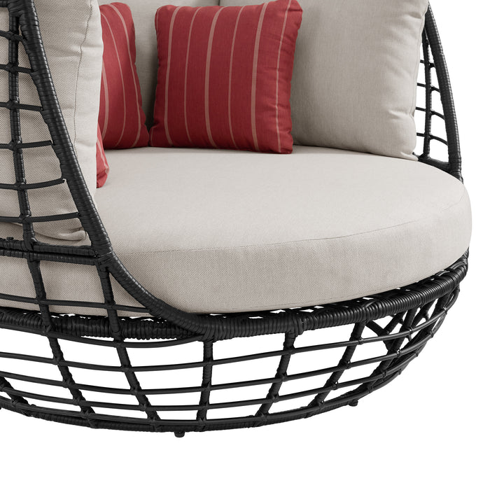 Playa Twin Egg Chair - Dark Grey and Olefin Beige with 3 Pillows - Jack’s Furniture and More (Laredo, TX)