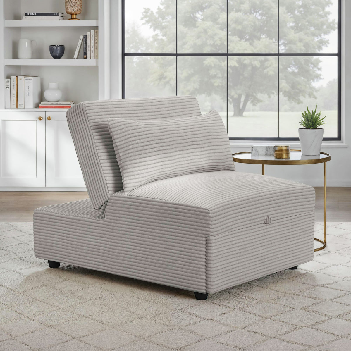 Pluto Chair with kidney pillow, Klik Klak and Pop up in Coronado Grey - Jack’s Furniture and More (Laredo, TX)