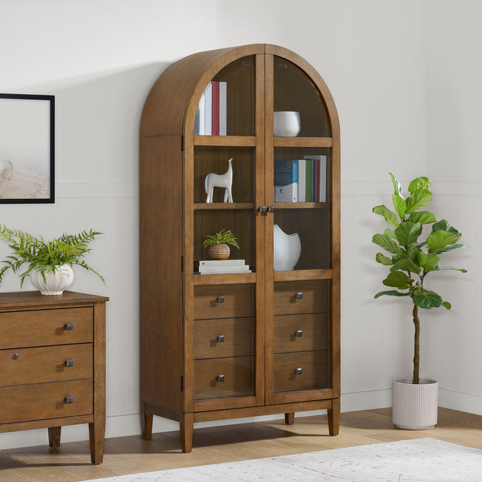 Portico Display Cabinet in Brown Oak - Jack’s Furniture and More (Laredo, TX)