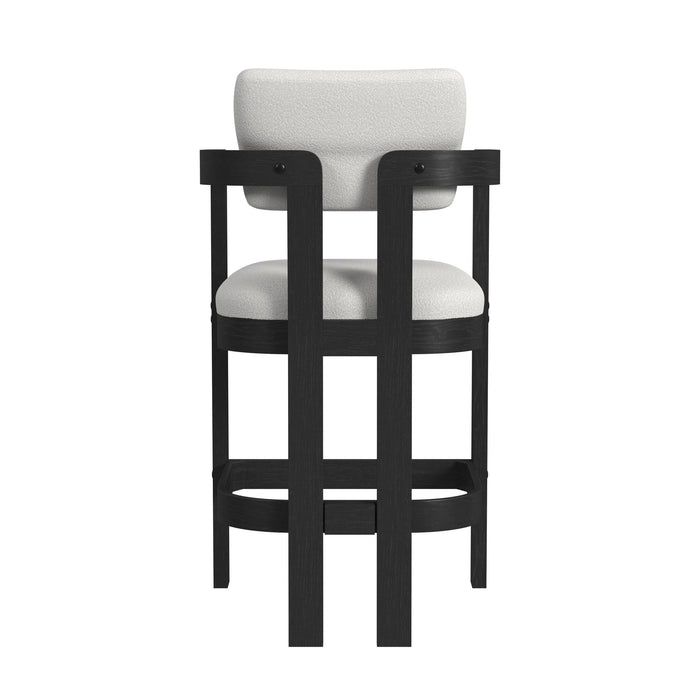 Portland Arm Barstool with White Fabric in Black (2 Per Carton)