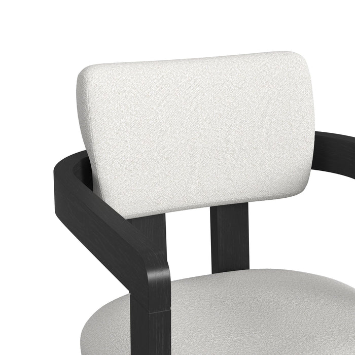 Portland Arm Counter Stool with White Fabric in Black (2 Per Carton) - Jack’s Furniture and More (Laredo, TX)
