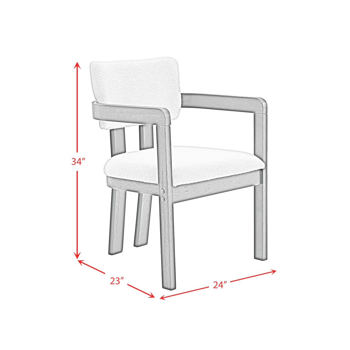Portland Arm Chair with Snow White Fabric in Black (2 Per Carton)