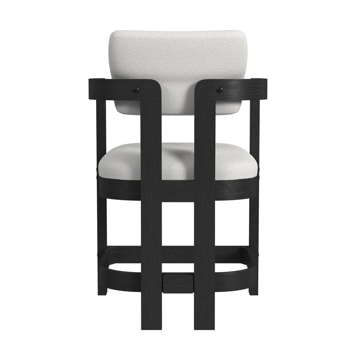 Portland Arm Counter Stool with White Fabric in Black (2 Per Carton) - Jack’s Furniture and More (Laredo, TX)