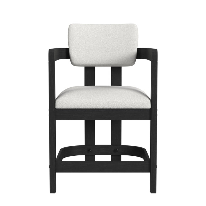 Portland Arm Counter Stool with White Fabric in Black (2 Per Carton) - Jack’s Furniture and More (Laredo, TX)