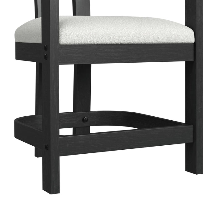 Portland Arm Counter Stool with White Fabric in Black (2 Per Carton) - Jack’s Furniture and More (Laredo, TX)