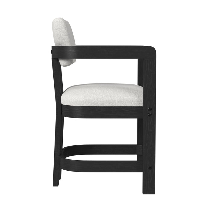 Portland Arm Counter Stool with White Fabric in Black (2 Per Carton) - Jack’s Furniture and More (Laredo, TX)